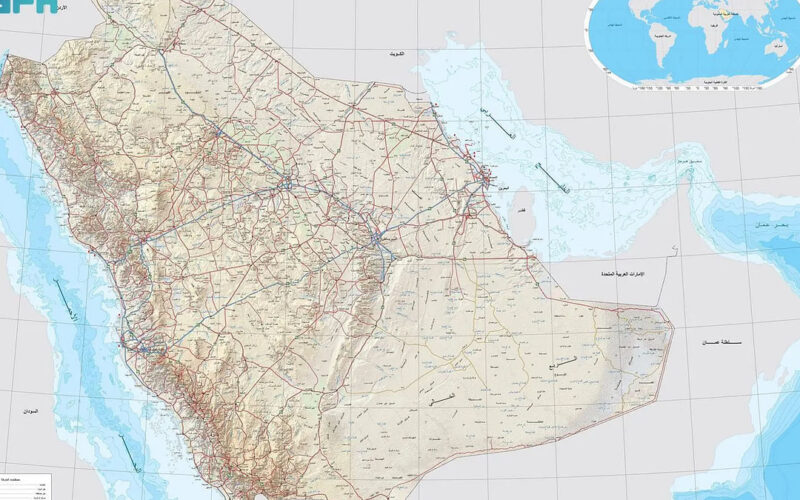 شاهد الخارطة الرسمية المعتمدة للسعودية بالحدود الدولية التي اعلنتها اليوم “الجيومكانية”