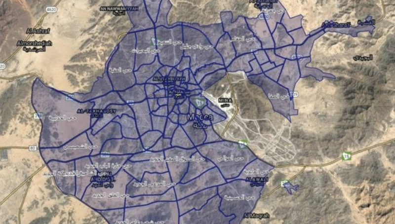 أمانة مكة تعلن خريطة إزالة الأحياء الجديدة العشوائية بمكة المكرمة